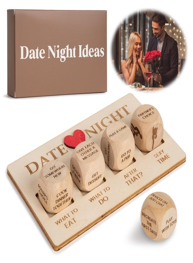 DINIZON Couple Dices Game, 5 What to Eat and Do for Dinner Decision Dice Date Night Ideas, Mother's Day Gifts for Couple, Her, Him, Wife, Husband, Anniversary Gag Gifts for Lovers (Set 5 Date Ideas) - Image 1